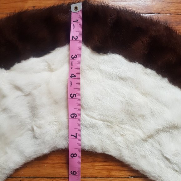 60s Vintage Two Tone Mink Fur Collar, Cream White Brown Mink Fur Scarf - Picture 9 of 9